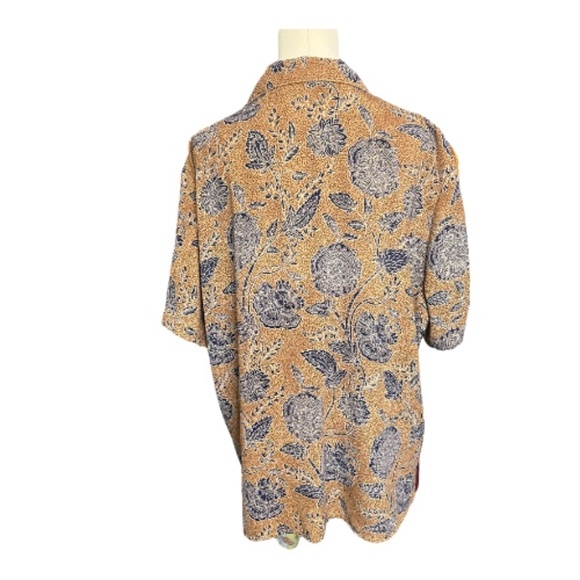 🌺 SAG HARBOR WOMAN Navy & Brown Floral Button Up Shirt | Women’s Sz 1X - Picture 4 of 7